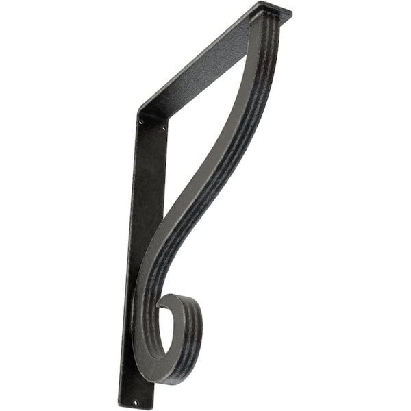 Ekena Millwork Ashford Triple, Wrought Iron Bracket, (Triple center brace), Antiqued Pewter 2"W x 12"D x 15"H BKTM02X12X15TASAPW - main